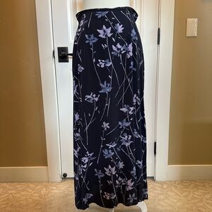 Blue Maxi Skirt for Night Out with Floral Design